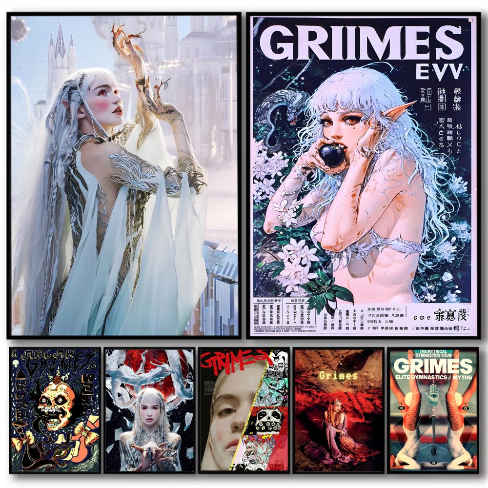 Home Decor Magazine - ポップシンガー G_Grimes 雑誌ポスター装飾ステッカー ウォールアート壁画写真デザイン ホームリビングルーム廊下装飾用