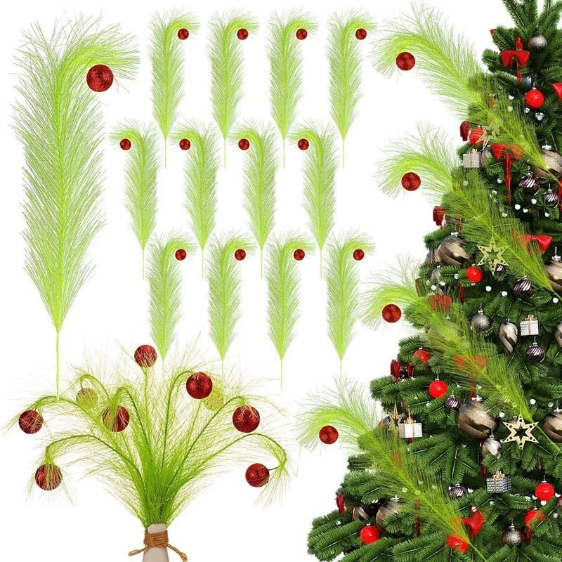 クリスマスツイストグリーンブランチエルフデコレーション、グリ - Pampas Grass Decor のレビューと価格