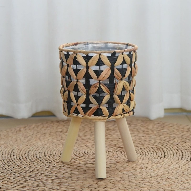 手編みの、床置き式の、中空構造の、籐製の、バルコニー用の、瓢 - Rattan Plant Basket のレビューと価格