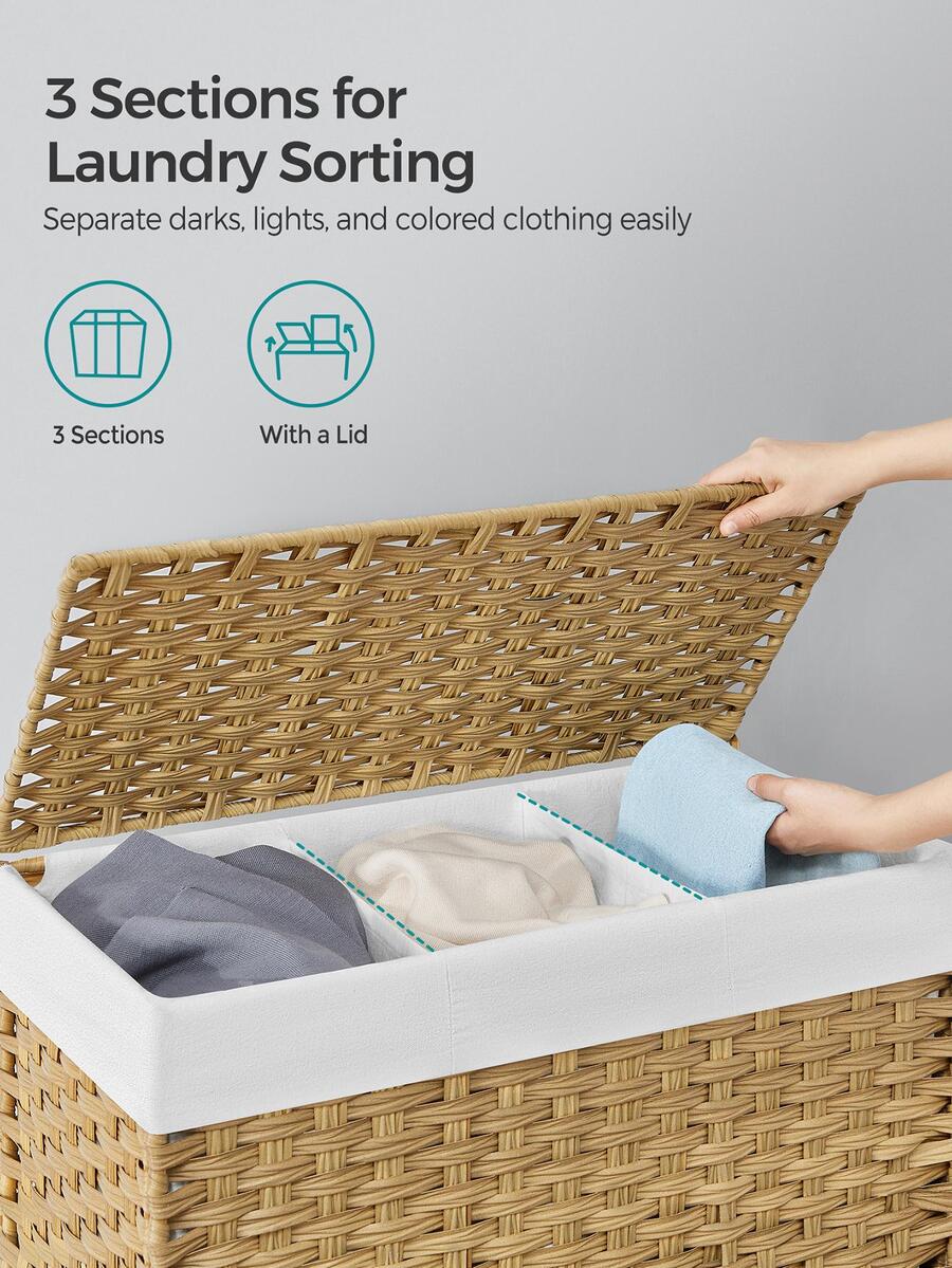 蓋付きランドリーバスケット、容量42.3ガロン（160リット - Rattan Plant Basket のレビューと価格