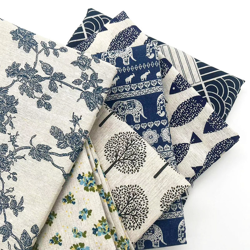 ヴィンテージブルーの花柄コットンリネン生地、テーブルクロス、 - Linen Table Runner のレビューと価格