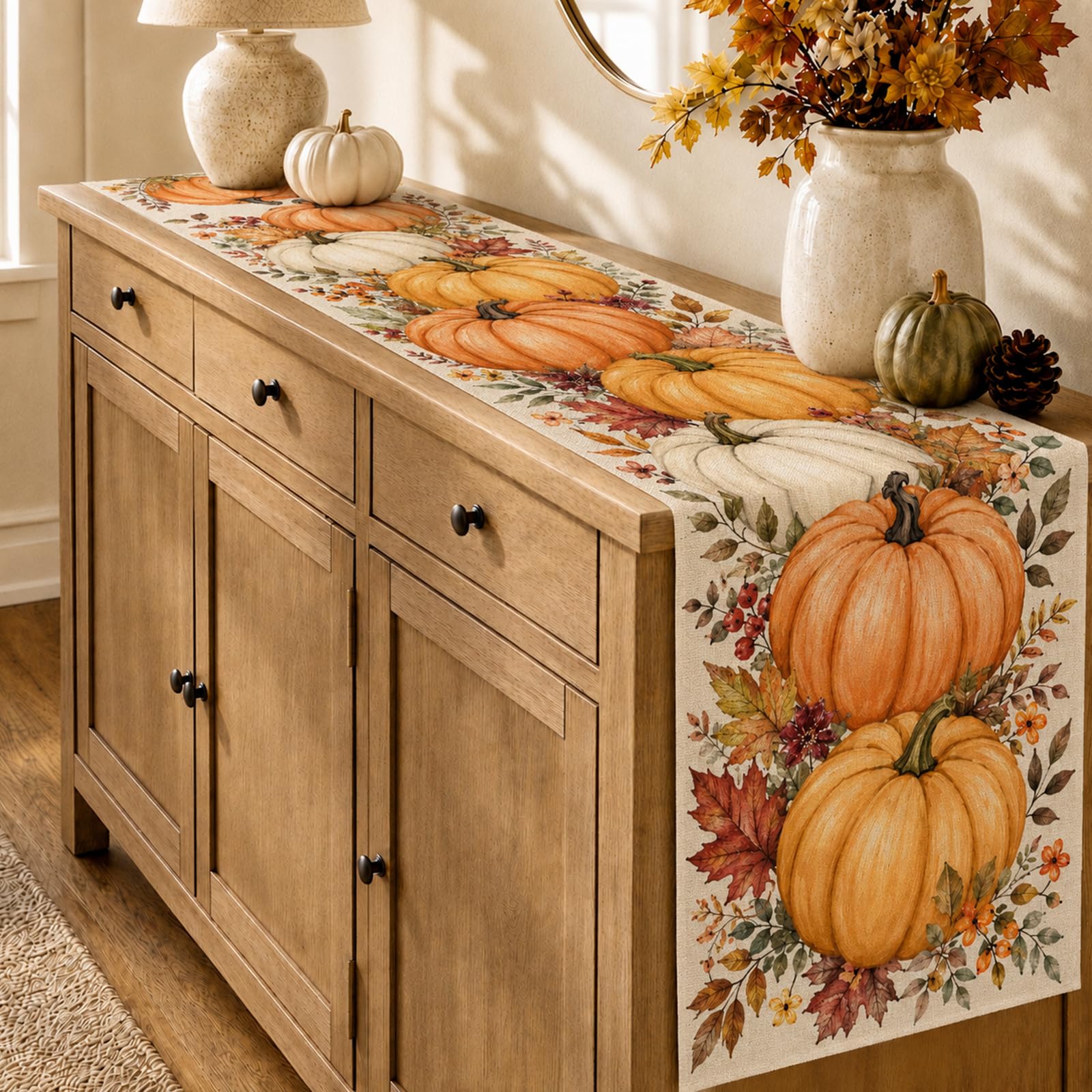 ハロウィンテーブルランナー ヴィンテージゴシック レイブン  - Linen Table Runner のレビューと価格