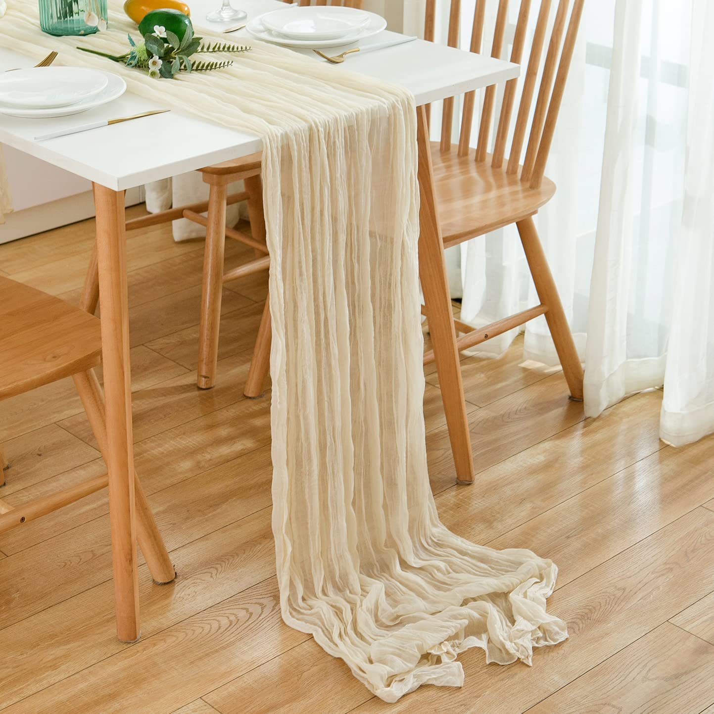 しわガーゼテーブルランナー寒冷紗半薄手のテーブルセッティング - Linen Table Runner のレビューと価格