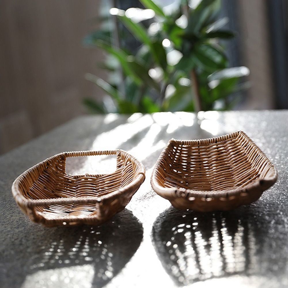 手編み模造籐バスケット大容量手作りパンフルーツバスケット多目 - Rattan Plant Basket のレビューと価格