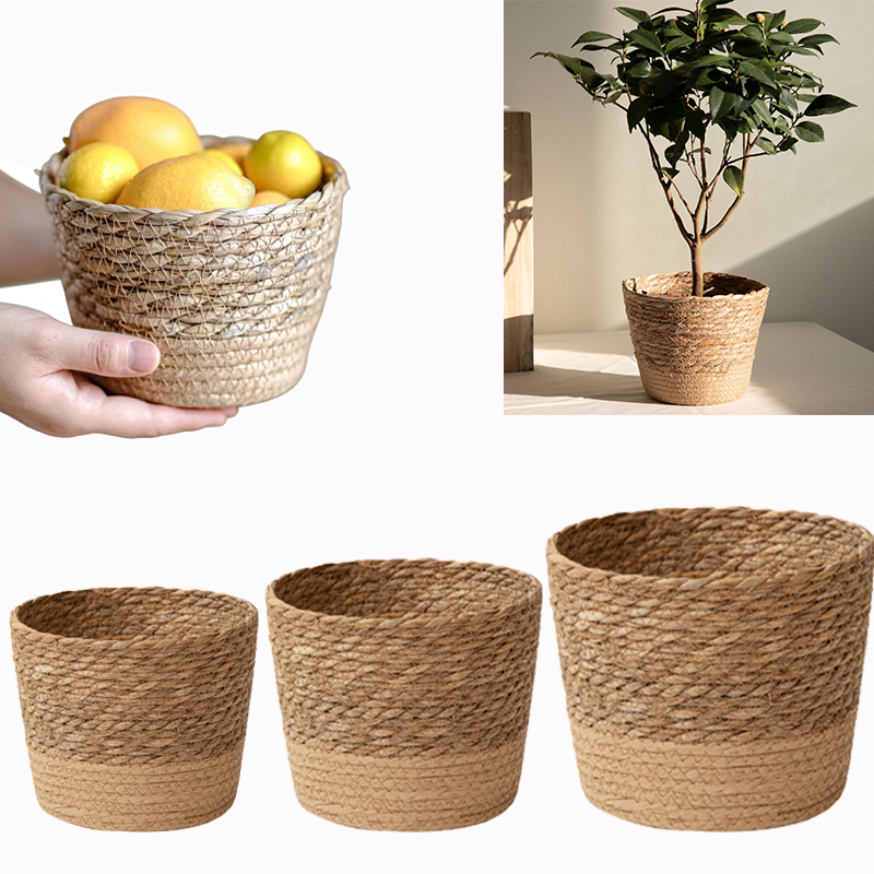 多目的織物収納バスケット、素朴な装飾的な花植木鉢（ギフト用） - Rattan Plant Basket のレビューと価格