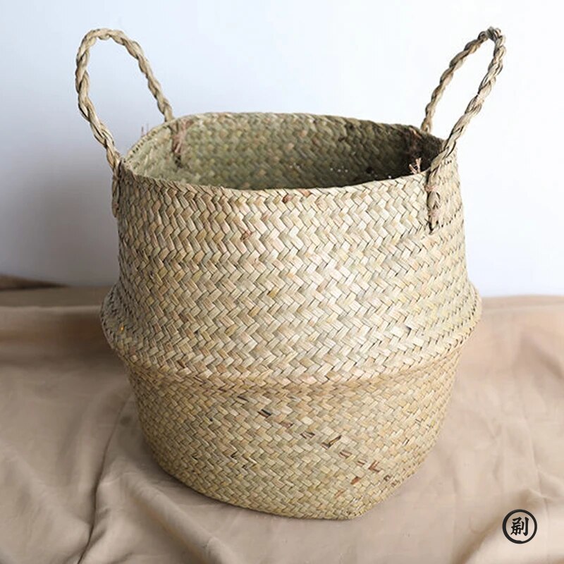 籐かごおもちゃオーガナイザー折りたたみ式ラタンシーグラス収納 - Rattan Plant Basket のレビューと価格