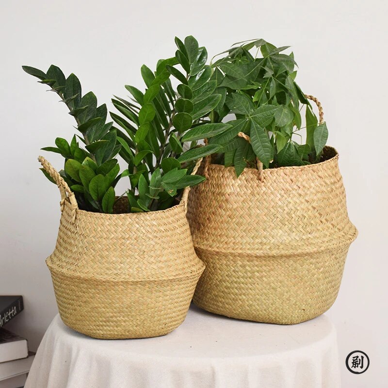 籐かごおもちゃオーガナイザー折りたたみ式ラタンシーグラス収納 - Rattan Plant Basket のレビューと価格